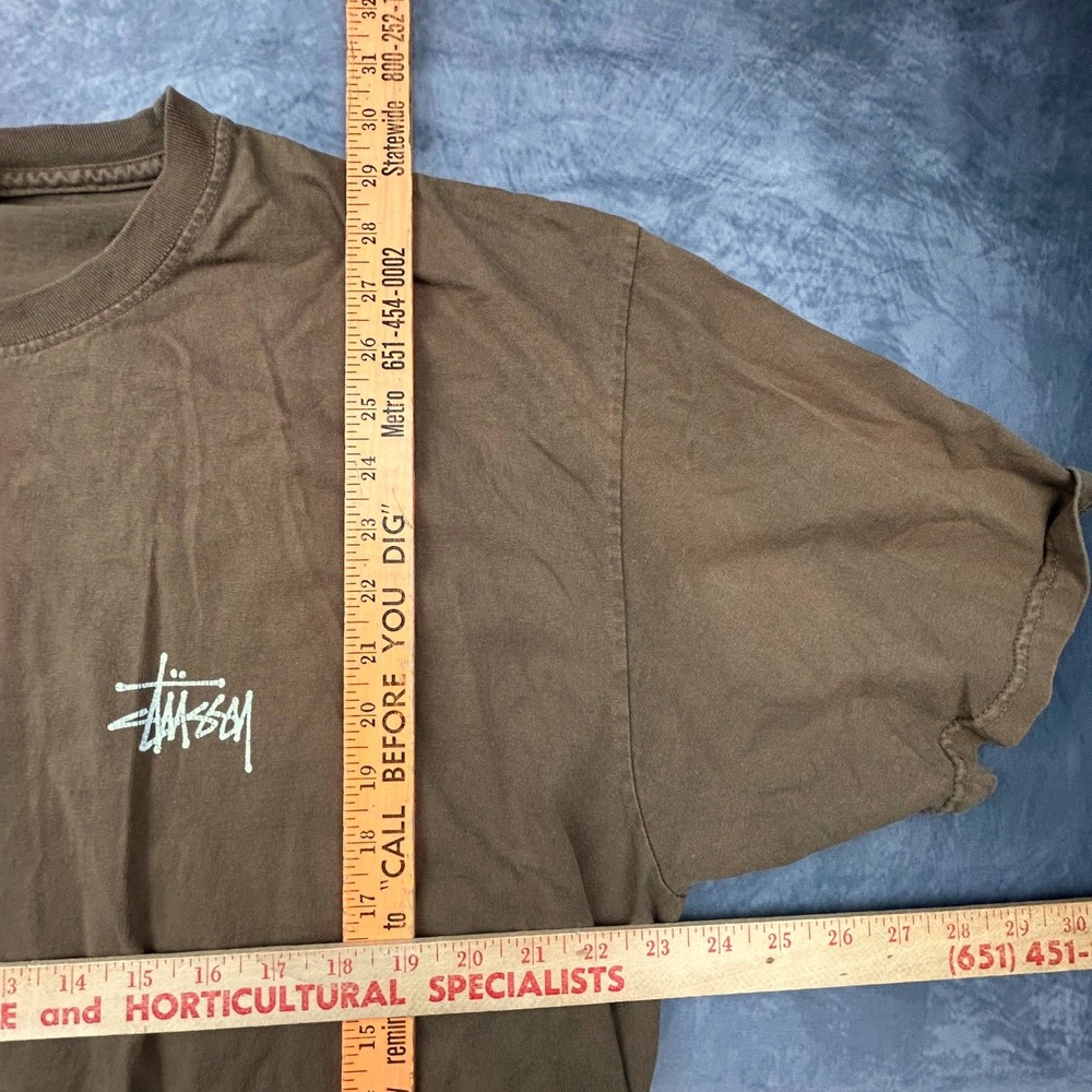 Stussy Vintage Early 2000s Brown Basic Logo T-Shirt Mens XL Boxy Skater Fit - Picture 5 of 7